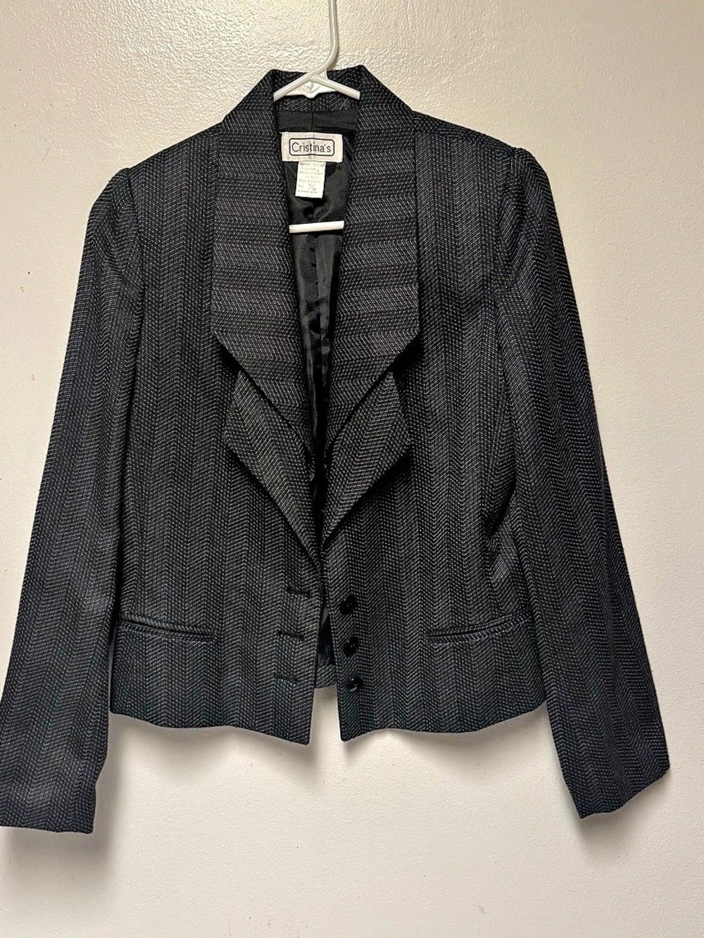Cristina's Geometric Blazer in Black & Gray Size 12 Like New